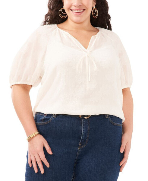 Plus Size Puff-Sleeve Blouse, Created for Macy's