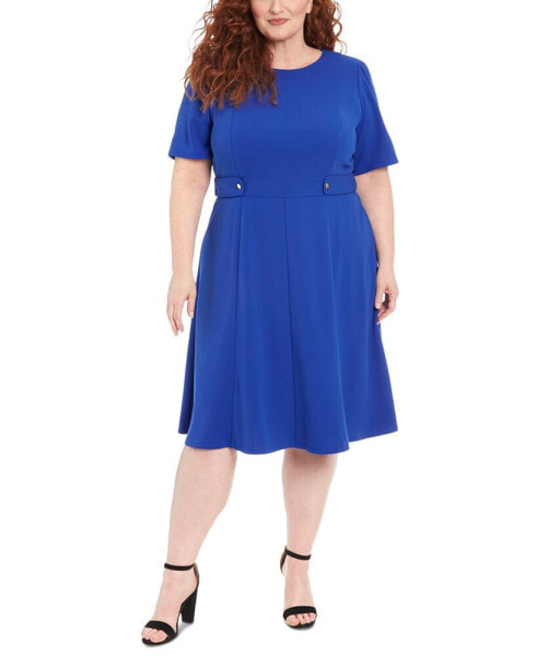 Plus Size Fit & Flare Scuba Crepe Midi Dress