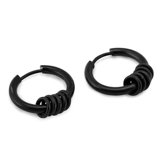 Black men´s round earrings KS-150