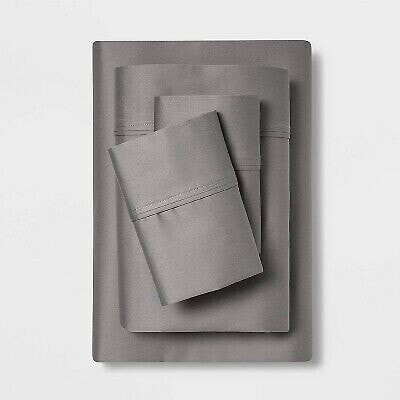 Full 400 Thread Count Solid Performance Sheet Set Gray - Threshold