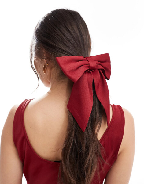 Maids to Measure Bridesmaid satin hair bow in burgundy