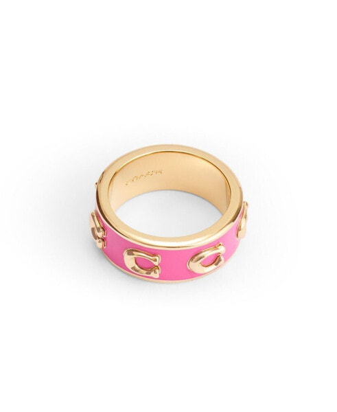 Pink Enamel Signature C Enamel Band Ring