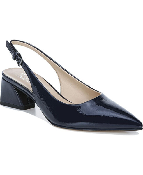 Women's Racer Pointed Toe Block Heel Slingback Pumps