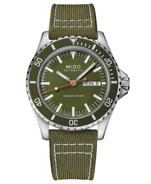 Men's Swiss Automatic Ocean Star Tribute Green Fabric Strap Watch 41mm