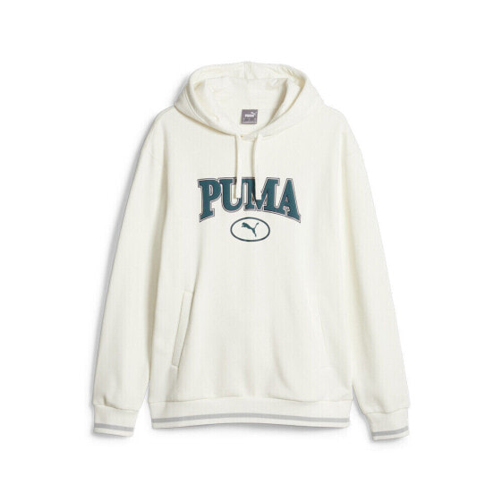 Puma Squad Logo Pullover Hoodie Mens White Casual Outerwear 67601765