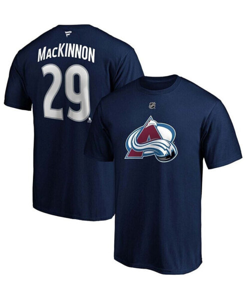 Men's Nathan Mackinnon Navy Colorado Avalanche Authentic Stack Name and Number T-shirt