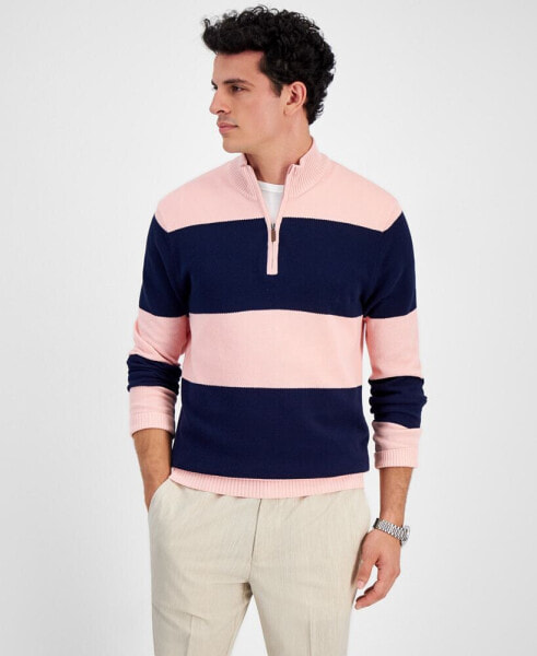 Men's Bold Stripe Quarter-Zip Sweater, Created for Macy's