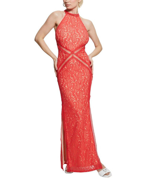 Women's New Liza Lace Halter Sleeveless Gown