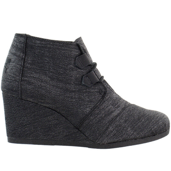 TOMS Kala Wedge Booties Womens Black Casual Boots 10015785