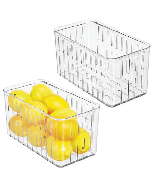 Plastic Food Cabinet Storage Organizer Container Bin - 2 Pack - Clear