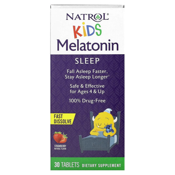 Витамины Natrol для детского здоровья, Мелатонин быстрого действия, клубника, 30 таблеток