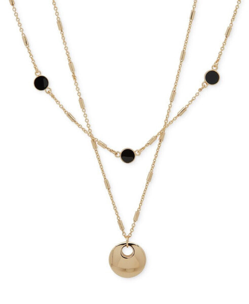 Gold-Tone Disc Layered Necklace, 16-18" + 3" extender