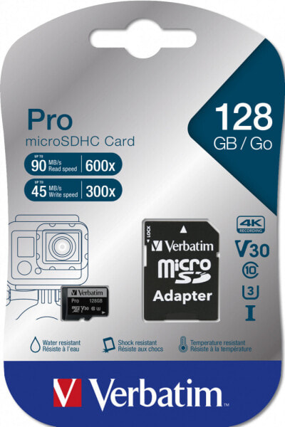 Pro - 128 GB - MicroSDXC - Class 10 - UHS-I - 90 MB/s - 45 MB/s
