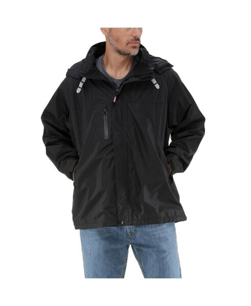 Big & Tall Lightweight Rain Jacket - Waterproof Raincoat with Detachable Hood