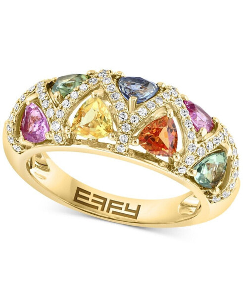 EFFY® Multi-Sapphire (2-3/8 ct. t.w.) & Diamond (1/5 ct. t.w.) Openwork Ring in 14k Gold