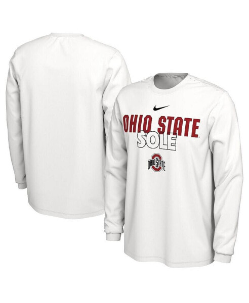 Men's White Ohio State Buckeyes On Court Long Sleeve T-shirt