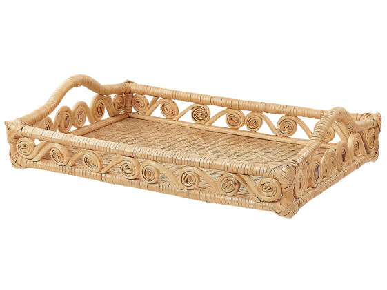 Поднос Beliani Декоративный романтичный Tablett CALAYAN из ротанга, бежевый, 39 х 51 х 13 см, 1 кг
