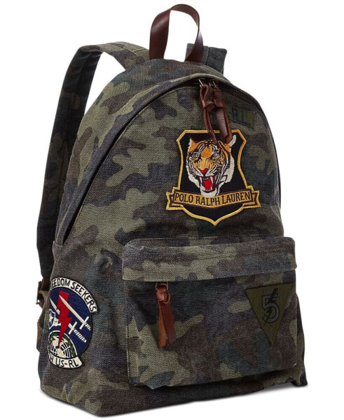 Men's Tiger-Patch Camo Canvas Backpack