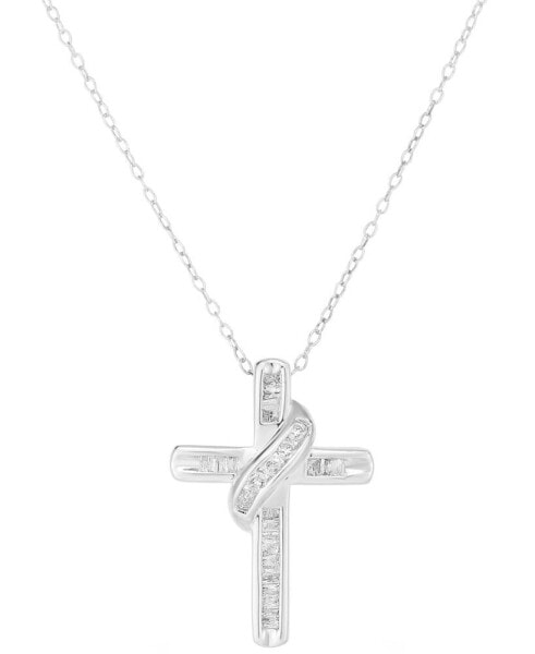 Macy's diamond Cross 18" Pendant Necklace (1/4 ct. t.w.) in 14k Gold-Plated Sterling Silver or Sterling Silver