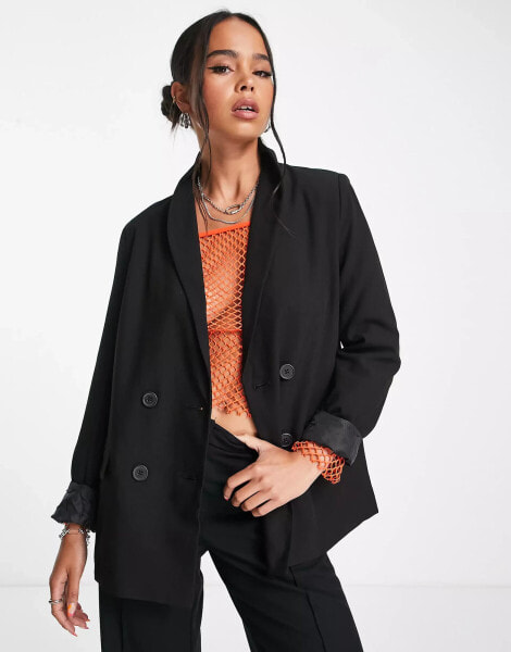 Noisy May double breasted blazer in black