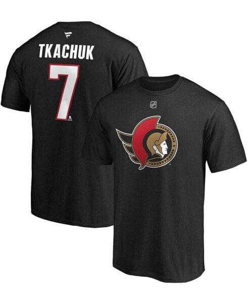 Men's Brady Tkachuk Black Ottawa Senators Authentic Stack Name and Number T-shirt