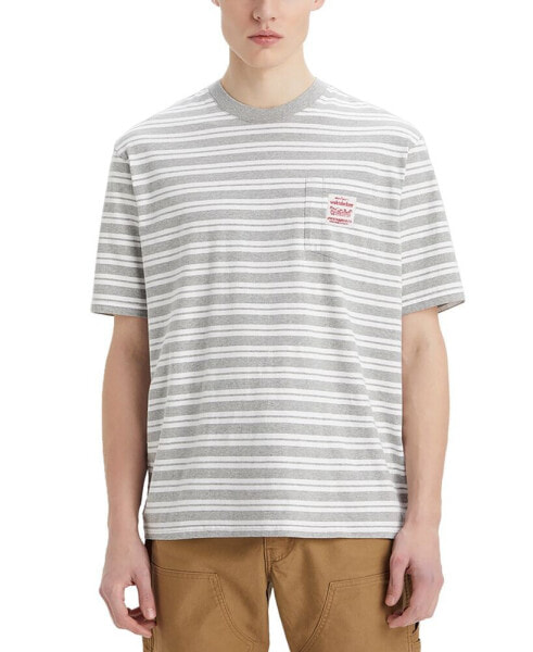 Men's Workwear Relaxed-Fit Stripe Pocket T-Shirt, Created for Macy's