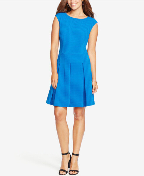 American Living Women's New Pleated Jacquard Dress Royal Blue 16