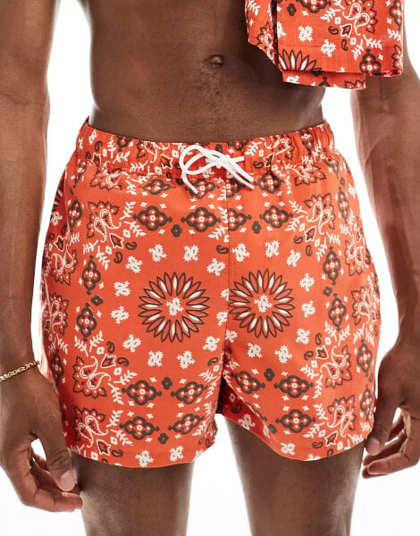 ASOS DESIGN co-ord swim shorts in bandana print