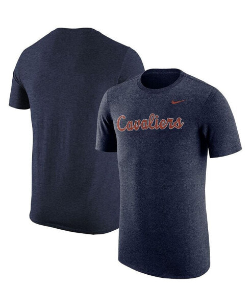 Men's Heathered Navy Virginia Cavaliers Vintage-Like Logo Tri-Blend T-shirt
