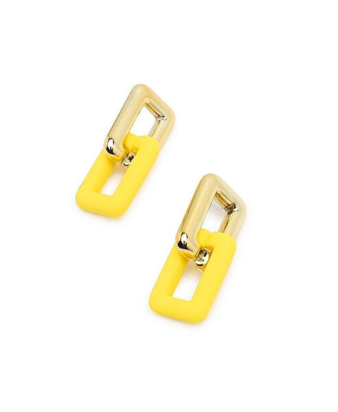 Women's Yellow Chain-link Drop Earrings