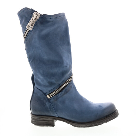 A.S.98 Siggs 259373-102 Womens Blue Leather Zipper Mid Calf Boots