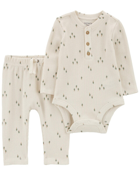 Baby 2-Piece Tree Print Thermal Bodysuit Pant Set 6M