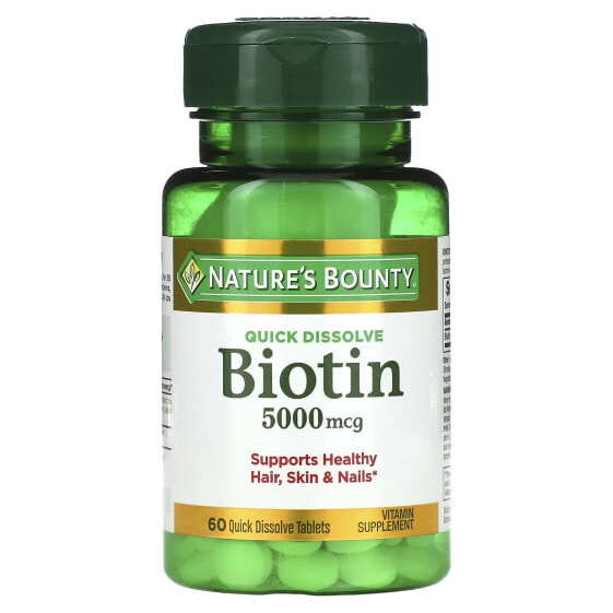 Витамин Nature's Bounty Biotin 5,000 мкг 60 шт. Распускающиеся таблетки