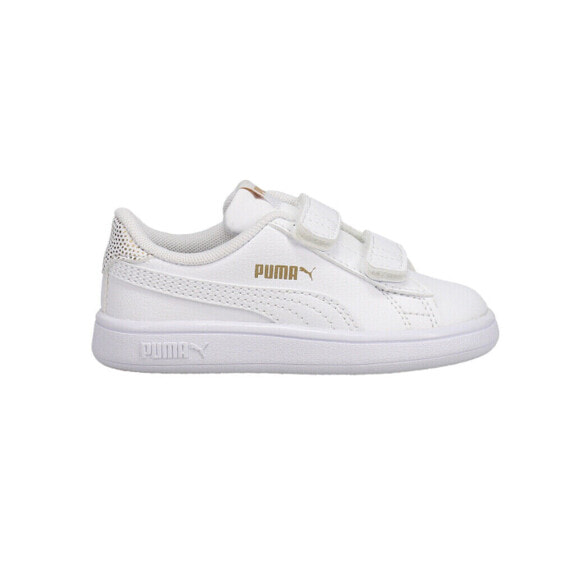 Puma Smash V2 Metallics V Slip On Infant Girls White Sneakers Casual Shoes 38619