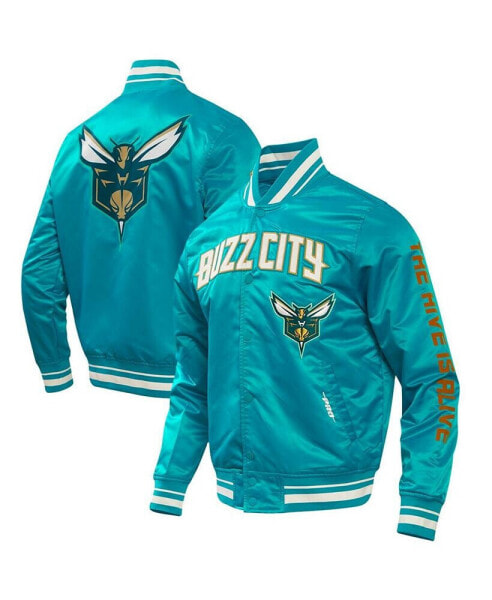 Men's Teal Charlotte Hornets 2023/24 City Edition Satin Full-Snap Jacket