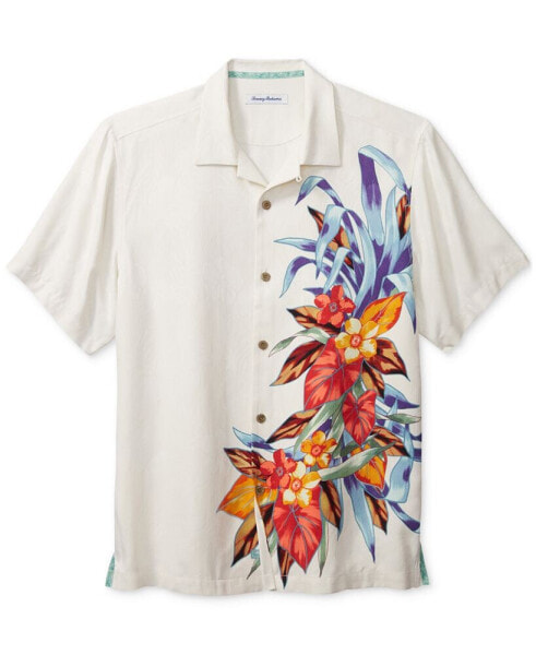 Men's Las Flores Isle Short Sleeve Printed Silk Button-Front Camp Shirt