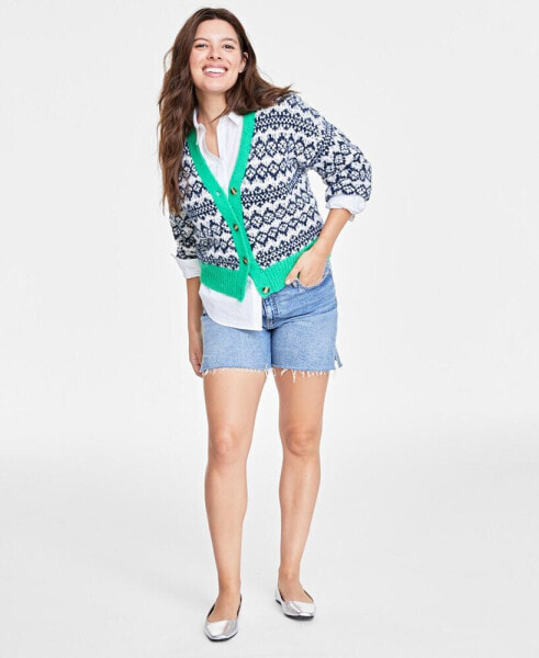 Women's V-Neck Button-Front Fair Isle Cardigan, Created for Macy's