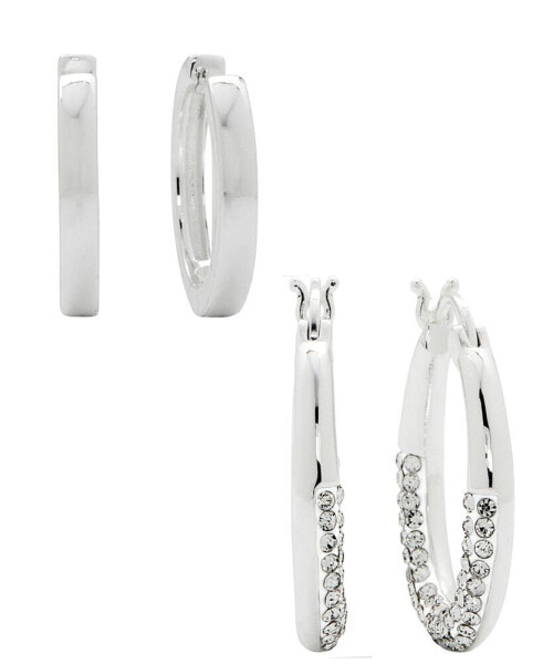 Women's Crystal Hoop Earrings Set, 4 Pieces