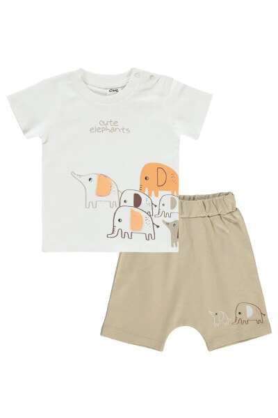 Комплект Civil Baby для мальчиков с шортами на 6-18 месяцев, цвет экрю.