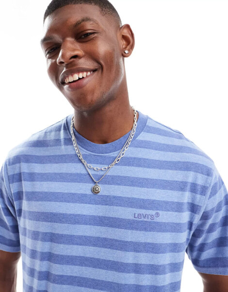 Levi's vintage logo stripe t-shirt in mid blue