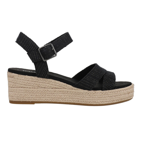 TOMS Audrey Espadrille Wedge Womens Black Casual Sandals 10020749T-001