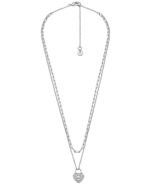 Michael Kors silver-Tone or Gold-Tone Double Layer Heart Lock Necklace