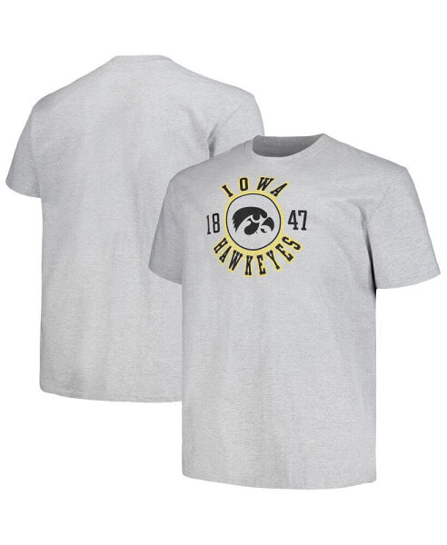 Men's Heather Gray Iowa Hawkeyes Big and Tall Circle Logo T-shirt