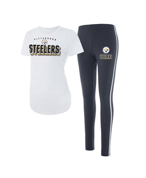 Пижама женская Concepts Sport Pittsburgh Steelers Sonata в бело-серых тонах.