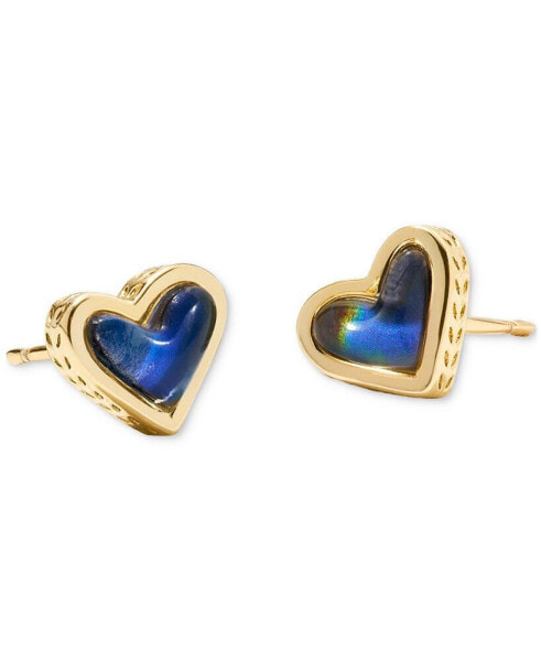 Gold-Tone Framed Ari Heart Stud Earrings