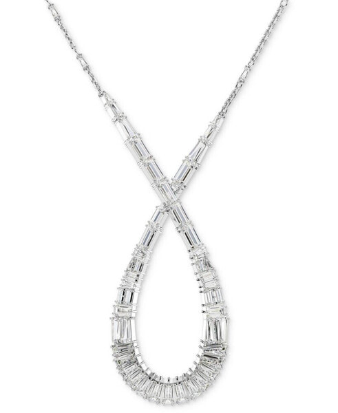 Rhodium-Plated Mixed Crystal Infinity Pendant Necklace, 15" + 2-3/4" extender