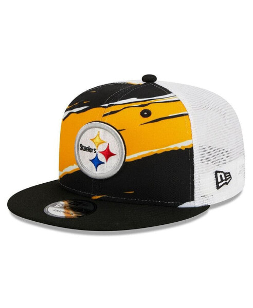 Men's Black Pittsburgh Steelers Tear Trucker 9FIFTY Snapback Hat