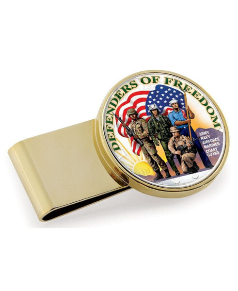 Men's Defenders of Freedom Colorized JFK Half Dollar Stainless Steel Coin Money Clip