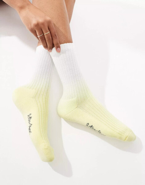 & Other Stories ankle socks in yellow and white ombre