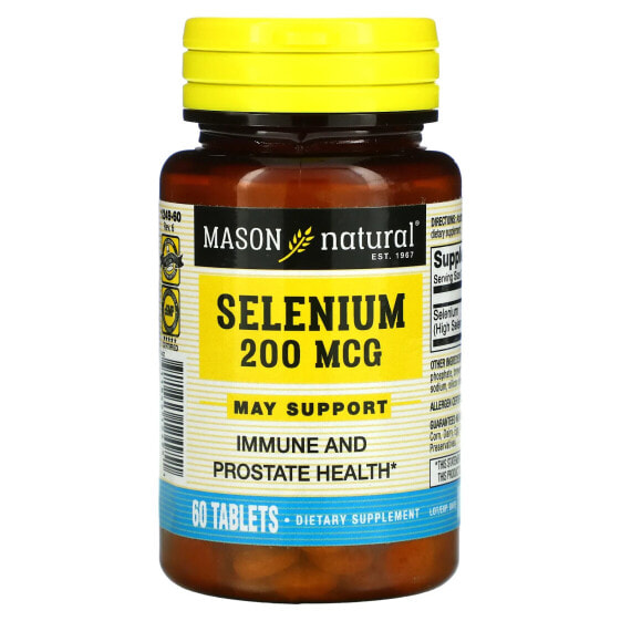 Минералы Selenium, 200 мкг, 60 таблеток от Mason Natural